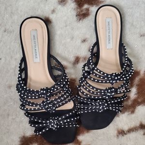 Saks fifth Avenue sandals black with silver studded silver size 7